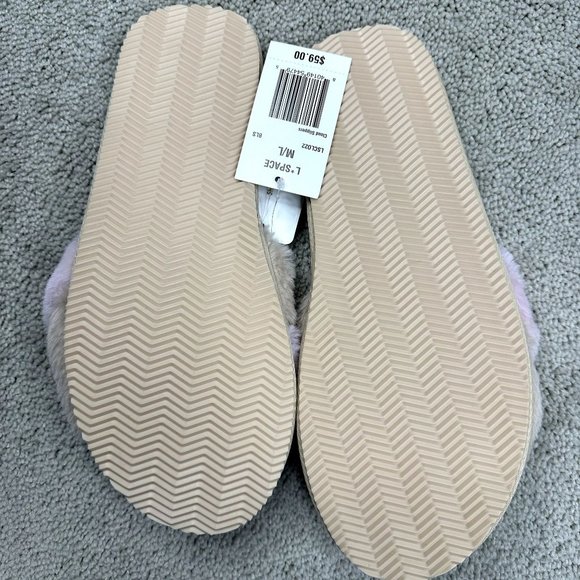 New L*Space pink/tan Cloud Slippers NWT Size M-L Super comfy - Picture 7 of 10
